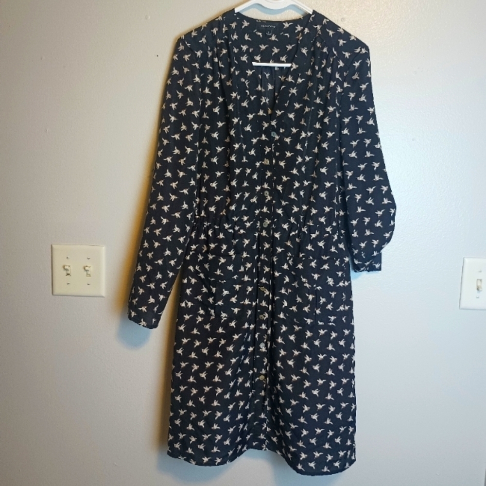 Spense Hummingbird Pattern Button Up Dress Size 8